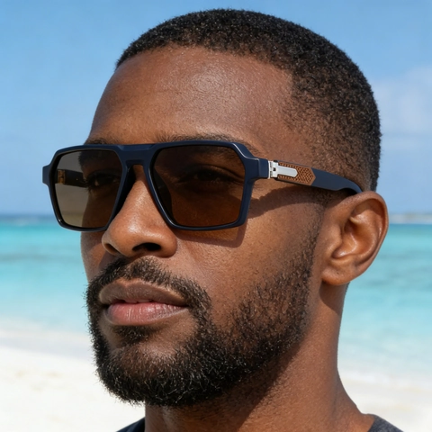 Fashion Men Polarized Square Sunglasses TAC UV400 Protection Plastic Metal Frame Outdoor Driving Sun Shades Trendy Eyewear
