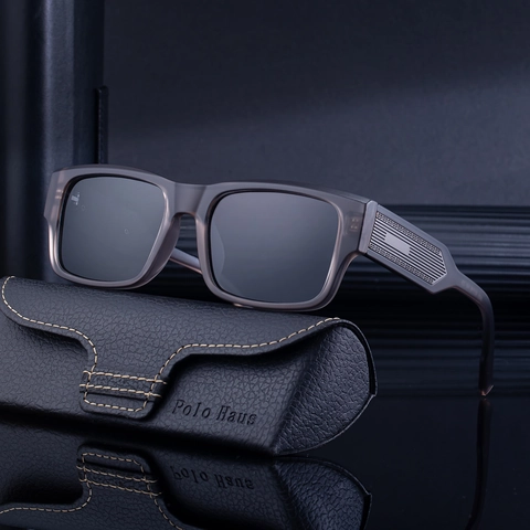 Men's Square Polarized Sunglasses PC Metal Frame TAC UV400 Driving Fashion Outdoor Eyewear Textured Temples