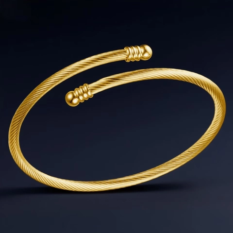 Brazalete De Acero Inoxidable Con Cable Trenzado Pulsera Abierta Minimalista Joyería De Moda Mujer