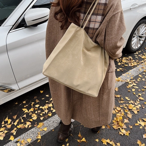Krokodil Prägung PU Leder Tote Bag Große Kapazität Retro Minimalistisch Pendeln Damen Achsel Umhängetasche