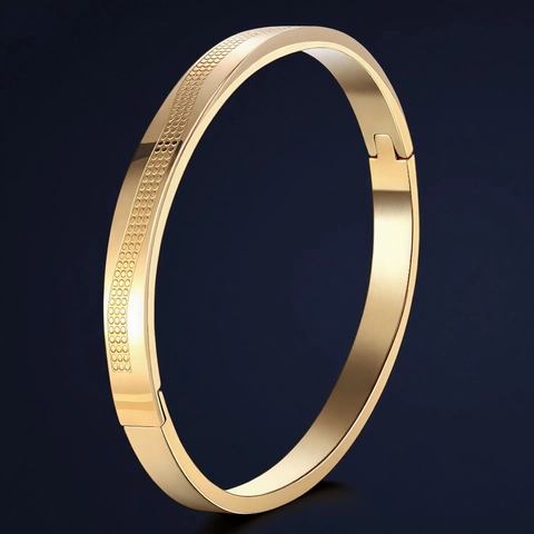 Stainless Steel Bangle Bracelet Heartbeat Pattern Minimalist Hinged Clasp Jewelry For Men Women Couples Gold Silver