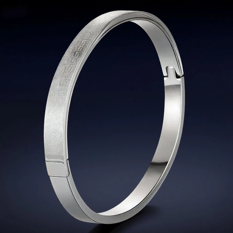 Brazalete De Acero Inoxidable Patrón De Latido Del Corazón Minimalista Hebilla De Bisagra Joyería De Metal Pulido