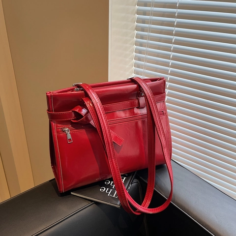 Glimmende PU Lederen Tote Bag Grote Capaciteit Veelzijdige Schoudertas Voor Dames Retro Casual Werk