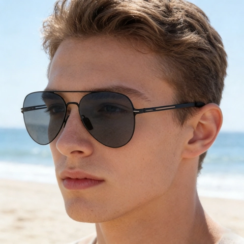 Lunettes De Soleil Aviateur Polarisées Pour Hommes Verres En Nylon Monture Acier Inoxydable Protection UV400 Rétro