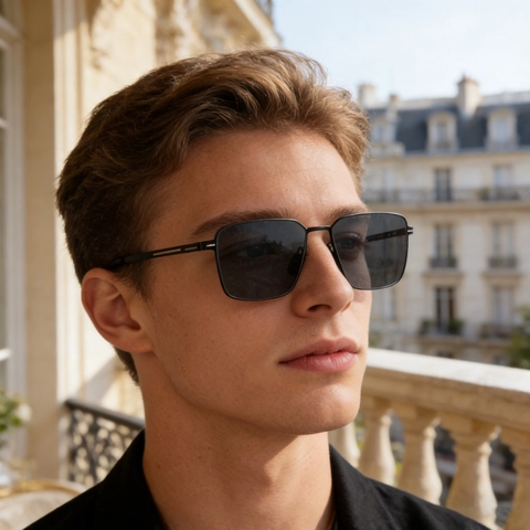 Men Square Polarized Sunglasses Nylon Lens UV400 Protection Stainless Steel Temple Retro Fashion Sunshade Eyewear