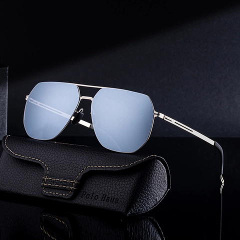 Men Aviator Sunglasses Polarized Nylon Lens Stainless Steel Frame UV400 Fashion Pilot Style Eyewear