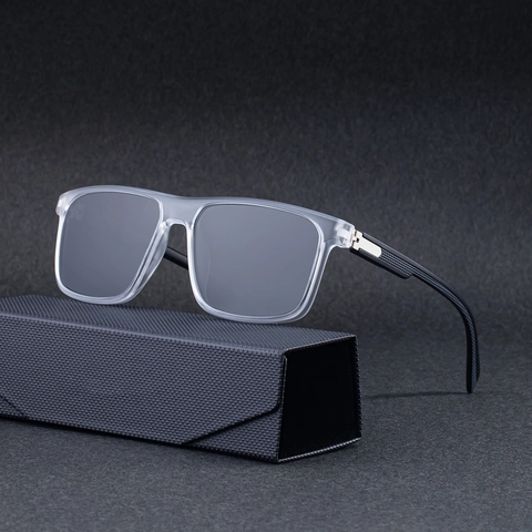 Gafas De Sol Polarizadas Para Hombre Montura Cuadrada Mate PC Lentes TAC UV400 Moda Conducción Exterior