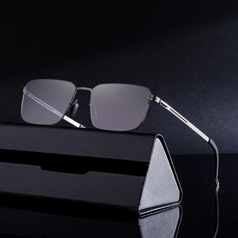 Men Square Polarized Sunglasses Nylon Lens UV400 Protection Stainless Steel Temple Retro Fashion Sunshade Eyewear