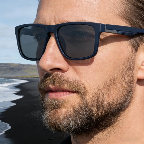 Square Polarized Sunglasses Men Matte PC Frame UV400 TAC Lens Retro Outdoor Driving Fashion Shades