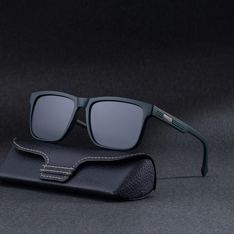 Men Square Polarized Sunglasses TAC Lens PC Metal Matte Frame UV400 Protection Driving Outdoor Fashion Eyewear