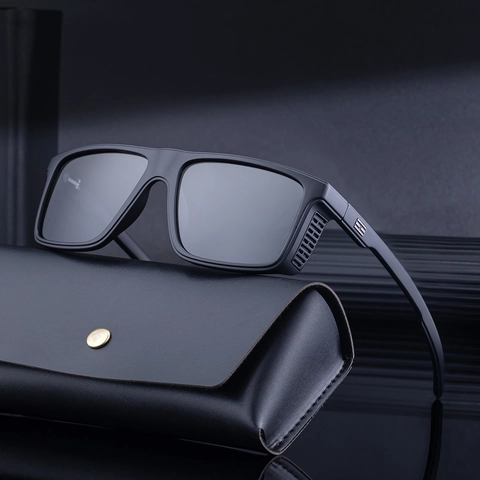 Men Square Polarized Sunglasses Retro Punk Style UV400 Outdoor Driving Glasses PC Frame TAC Lens Large Shade