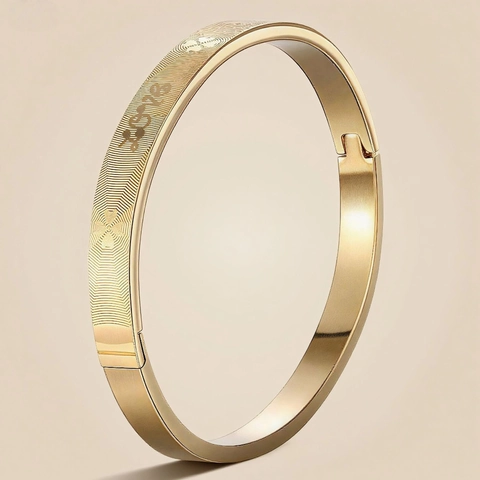 Bracciale Rigido In Acciaio Inossidabile Ovale A Cerniera Inciso Amore Battito Cardiaco Gioielli Moda