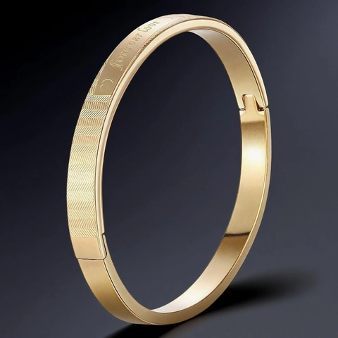 Stainless Steel Bangle Bracelet Hinged Clasp Forever Love Engraved Heartbeat Pattern Simple Fashion Jewelry For Couples