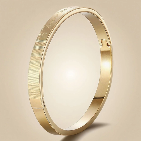 Roestvrijstalen Armring Forever Love Gegraveerd Hart Visgraattextuur Scharniersluiting Geometrische Mode Sieraden