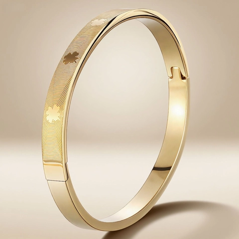 Bracelet Jonc En Acier Inoxydable Pour Couples Motif Battement De Coeur Trèfle Fermoir À Charnière Bijoux Minimalistes