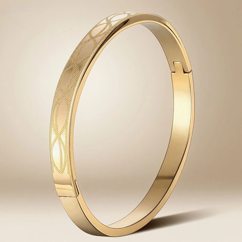 Bracciale Rigido In Acciaio Inossidabile Motivo Geometrico A Rombi Battito Cardiaco Chiusura A Cerniera