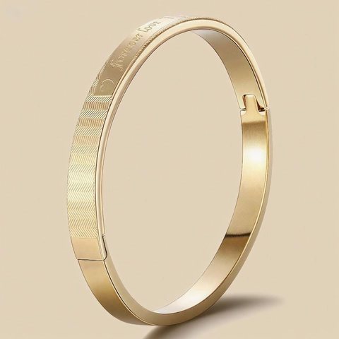Bracciale Rigido In Acciaio Inossidabile Inciso Forever Love Motivo Cuore Trama Spina Di Pesce Fibbia Gioielli Coppie