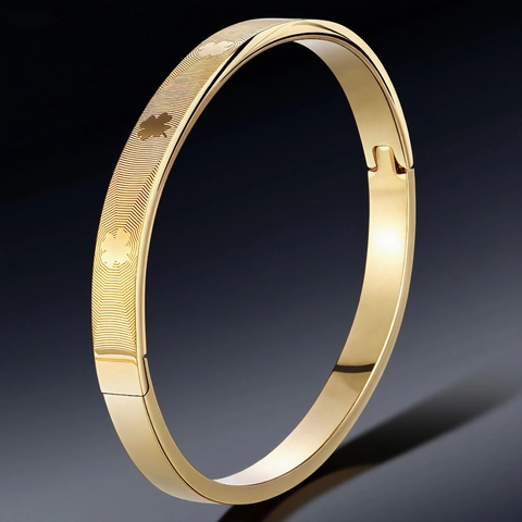 Bracciale Rigido In Acciaio Inossidabile Motivo Battito Cardiaco Fibbia A Cerniera Texture Impronta Gioielli Donna Uomo