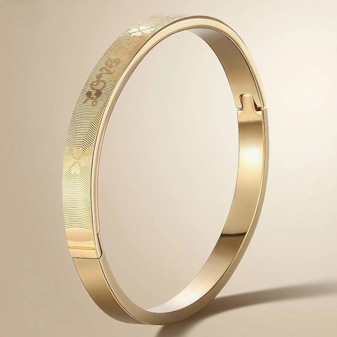 Minimalistischer Edelstahl Armreif Graviertes Liebe Herzschlag Fingerabdruck Muster Scharnier Armband Für Paare Damen Herren