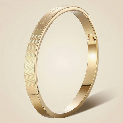 Brazalete De Acero Inoxidable Grabado Forever Love Corazón Textura Espiga Cierre De Bisagra Para Parejas