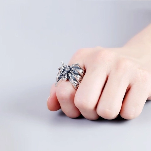 Spinne Ring Kupfer Vintage Oxidiert Verstellbar Offen Gotik Punk Hip Hop Schmuck Für Herren Damen