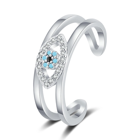 Evil Eye Ring Kupfer Mikropave Zirkon Lagiges Offen Verstellbar Böhmisch Luxus Mode Schmuck Damen