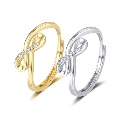 Unendlichkeit Kreuz Ring Damen Kupfer Mit Zirkonia Verstellbar Offen Verdreht Glückliches Design Modeschmuck Geschenk
