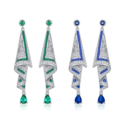 Boucles D'oreilles Pendantes Avec Tige En Argent Cuivre Géométrique Goutte D'eau Strass Élégant Luxe Pour Femmes