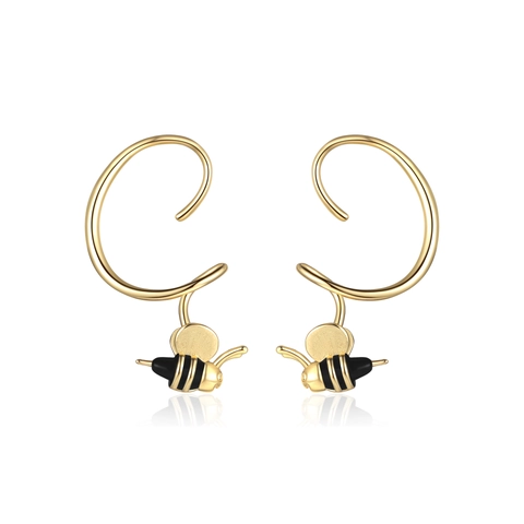 Bienen Ohrringe Vergoldetes Kupfer Emaille Tier Spirale C-Kurve Modeschmuck Für Damen