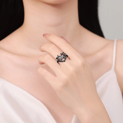 Doornen Hart Pentagram Ster Ring Koper Gothic Punk Verstelbare Open Band Met Zirkonia Voor Dames Y2K