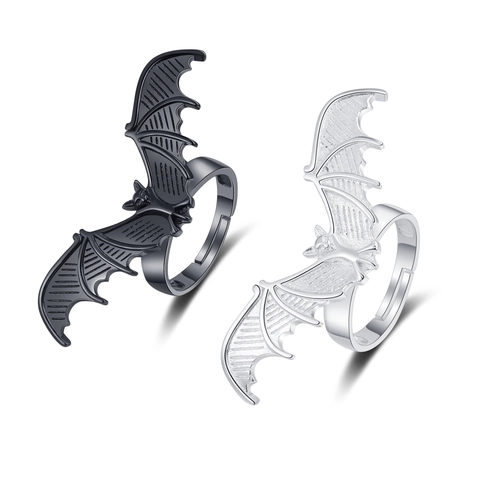 Anello Pipistrello Gotico Rame Regolabile Design Ala Gioielli Per Festa Halloween Unisex Stile Punk Scuro