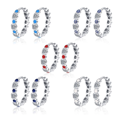 Böser Blick Herz Zirkon Huggie Hoop Ohrringe Emaille Kupfer Schmuck Mode Für Frauen Bunter Romantischer Stil