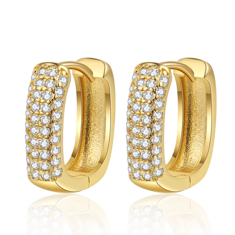 Hip Hop Huggie Hoop Oorbellen Micro Pave Zirkoon Geometrische U Vorm Koper Bling Sieraden Voor Heren En Dames