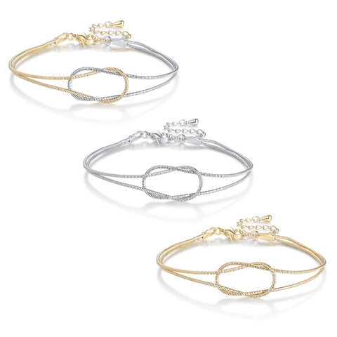 Pulsera De Cadena De Serpiente Anudada Cobre Galvanizado Ajustable Joyería Minimalista Para Mujer Regalo De San Valentín