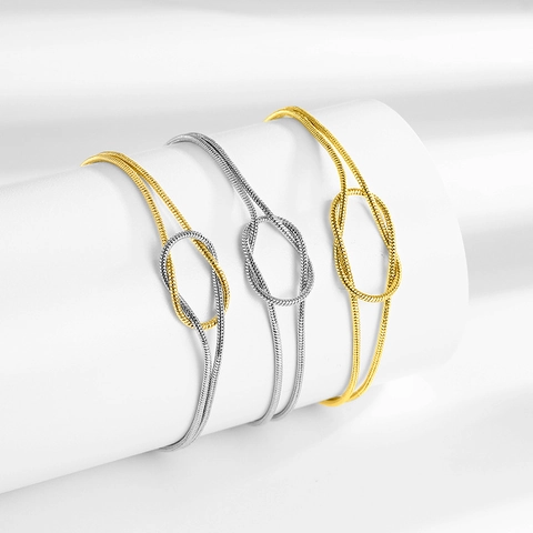 Pulsera De Cadena De Serpiente Anudada Cobre Galvanizado Ajustable Joyería Minimalista Para Mujer Regalo De San Valentín