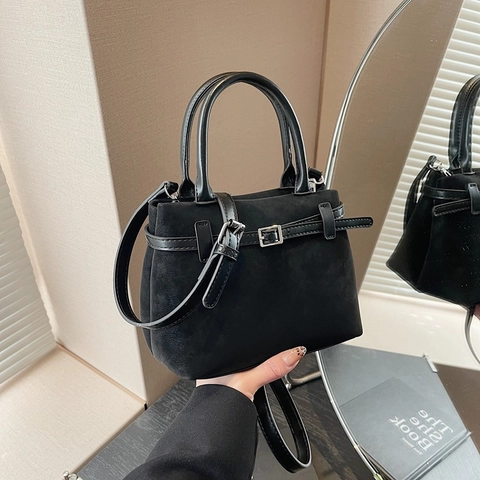 Sac À Main Femme Retro En Cuir PU Dépoli Sac À Bandoulière Vintage Petit Carré Avec Décor Boucle Ceinture