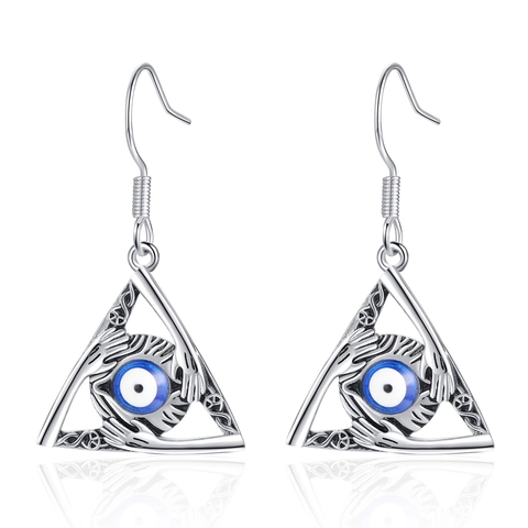 Gotische Evil Eye Ohrhänger Dreieck Design Allsehendes Auge Kupfer Vintage Schmuck Für Damen