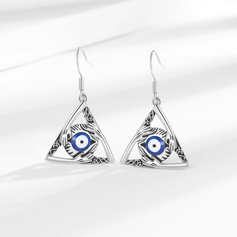 Gotische Evil Eye Ohrhänger Dreieck Design Allsehendes Auge Kupfer Vintage Schmuck Für Damen