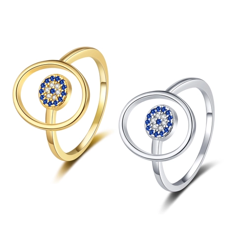 Boze Oog Ring Koper Zirconia Geometrisch Verstelbaar Open Ring Minimalistische Mode Sieraden Vrouwen