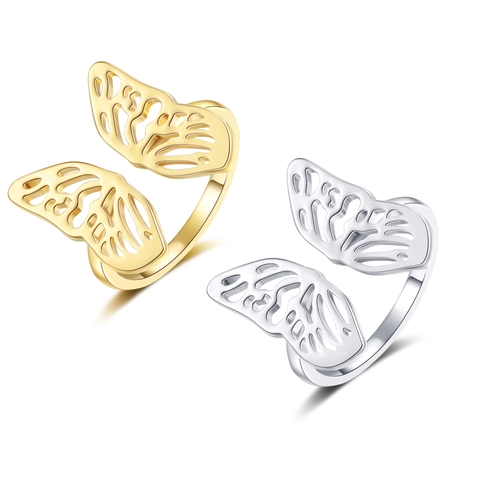 Anello Regolabile Aperto Farfalla 3D Cavo Rame Placcato Oro Argento Gioielli Di Moda Eleganti Per Donna