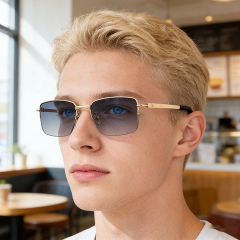 Men Square Sunglasses Metal Alloy Frame UV400 Protection Gradient PC Lenses Retro Fashion Business Eyewear For Outdoor