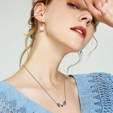 Gothische Hanger Ketting Koperen Skelethand Vleermuis Rood Hart Romantisch Donker Punk Stijl Sieraden Voor Heren Dames