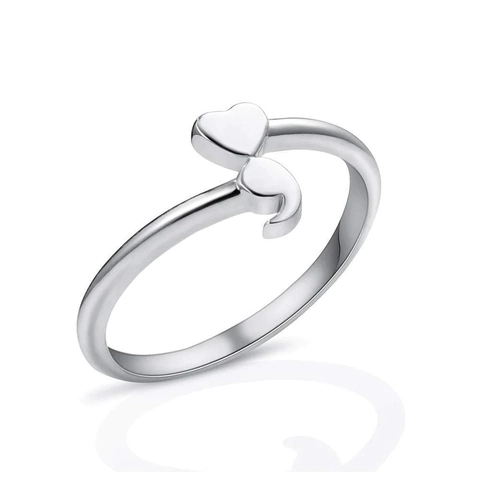 Anillo De Corazón Punto Y Coma Cobre Chapado En Platino Ajustable Abierto Joyería Moda Minimalista Mujer