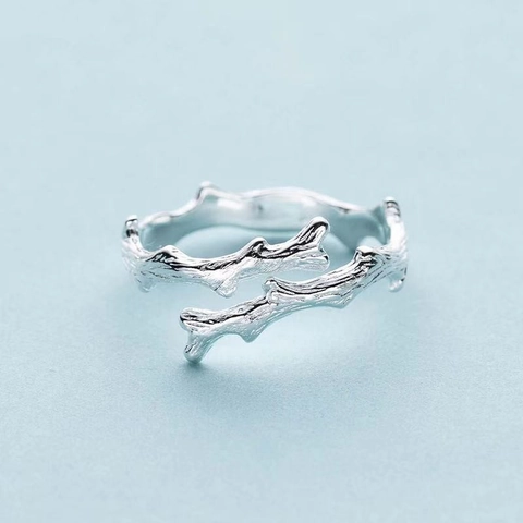 Anillo Rama Cobre Ajustable Textura Árbol Natural Diseño Abierto Estilo Bosque Minimalista Joyería Artística