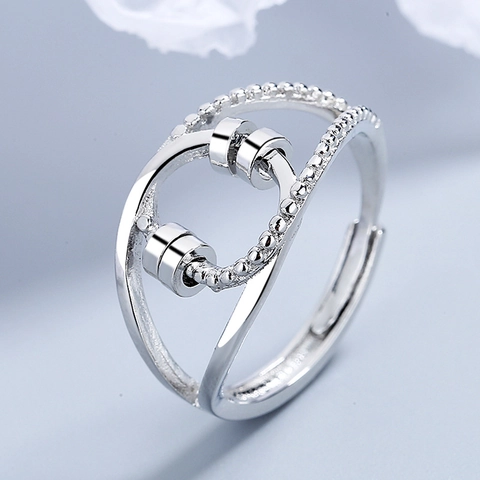 Spinner Angst Ring Kupfer Rotierende Perlen Stressabbau Verstellbar Offener Fingerschmuck Modisches Accessoire Damen