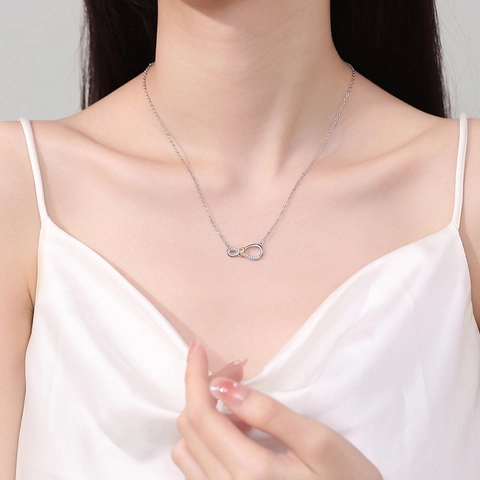 Infinity Hart Koper Verguld Glinsterende Zirkonia Ketting Armband En Verstelbare Ring Voor Dames Romantische Stijl