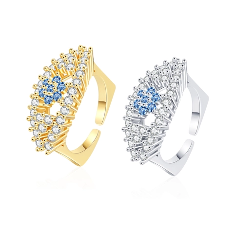 Anello Aperto In Rame Di Moda Per Donna Lussuoso Micro Pavé Zirconia Fiore Geometrico Gioielli Regolabili Regalo