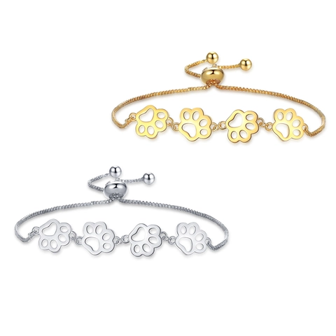Paw Print Bracelet Hollow Cat Dog Claw Copper Adjustable Box Chain Jewelry For Women Minimalist Fashion Pet Lover Gift