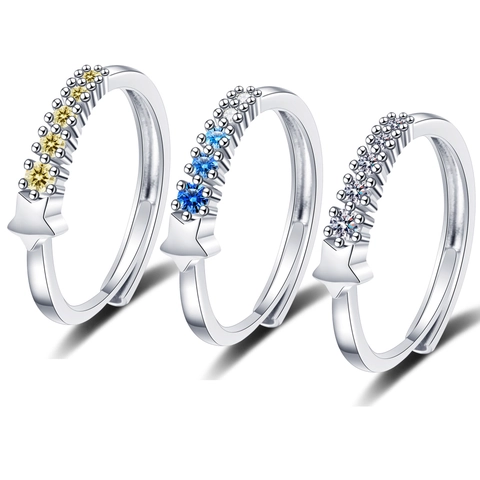 Minimalistischer Stern Verstellbarer Offener Ring Kupfer Zirkonia Zierlicher Geometrischer Modeschmuck Für Damen