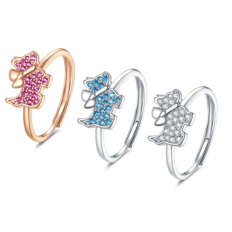 Scottie Hond Verstelbare Open Ring Koper Zirconia Micro Pave Dier Puppy Sprankelende Mode Sieraden Voor Vrouwen